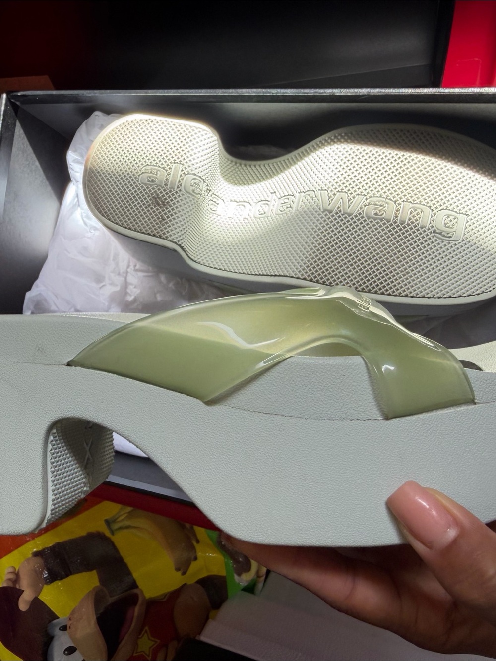Alexander Wang Pale Green Glossy-strap Platform Flip Flops